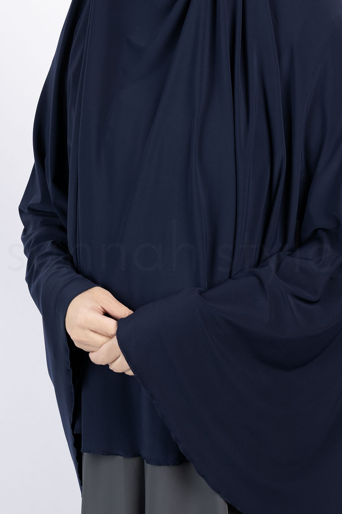 Sunnah Style Jersey Khimar Thigh Length Navy Blue